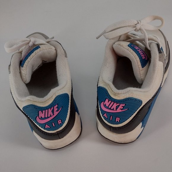 Nike Air Max 90 Essential White Green Abyss Gray & Black Sneakers - Picture 2 of 11